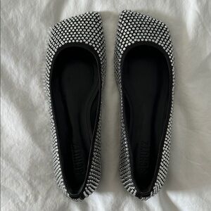 SCHUTZ Black and Silver Studded Flats
